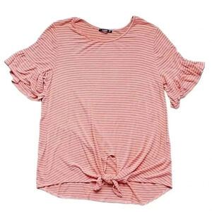 Annabelle Short Sleeve Striped Top Bell Sleeves Size Large